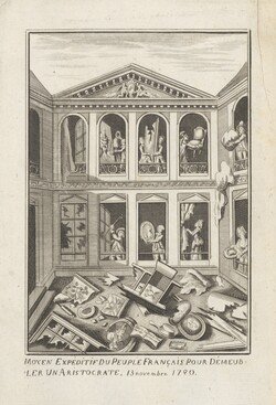 Anonym Ein Schnellverfahren des französischen Volkes, um einen Aristokraten von seinem Hab und Gut zu befreien, um 1790, Hamburger Kunsthalle, Kupferstichkabinett © Hamburger Kunsthalle / bpk Foto: Christoph Irrgang