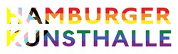 Logo der Hamburger Kunsthalle mit bunten Buchstaben in Farben der Pride Flag