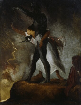 Johann Heinrich Füssli (1741–1825) Der Gerächte, ca. 1806, Öl auf Leinwand, 92 x 72 cm, Hamburger Kunsthalle, Dauerleihgabe der Stiftung Hamburger Kunstsammlungen © SHK / Hamburger Kunsthalle / bpk, Foto: Elke Walford