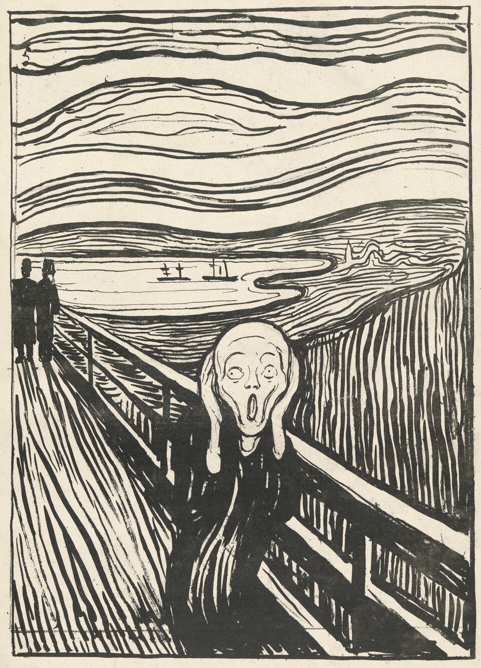 Edvard Munch (1863–1944), Geschrei / Der Schrei, 1895, Hamburger Kunsthalle, Kupferstichkabinett © Hamburger Kunsthalle / bpk, Foto: Christoph Irrgang