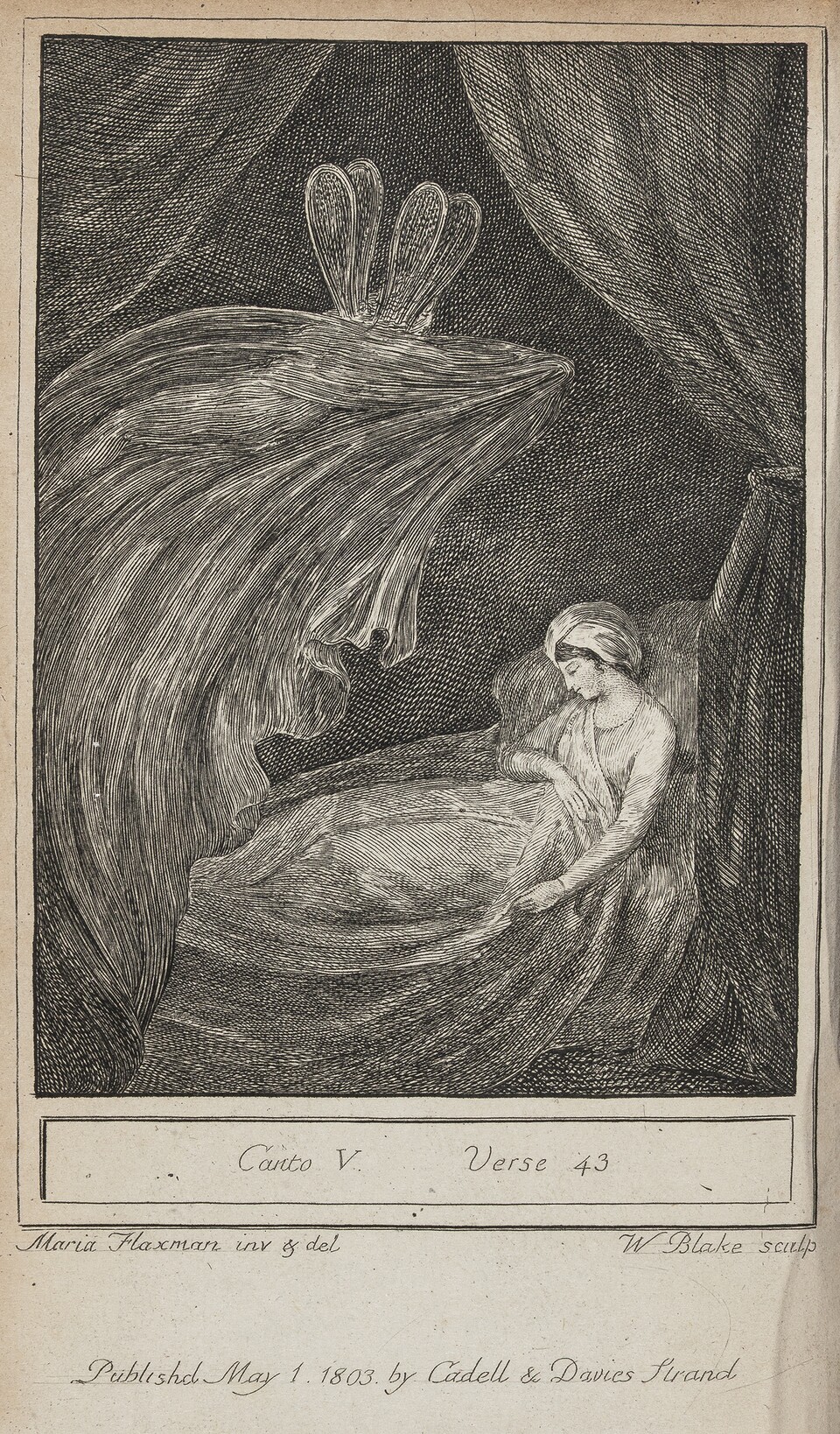 Maria Flaxman (1768–1833) Traum: Eine Feengestalt, 1803 Kupferstich: William Blake in: William Hayley: The Triumphs of Temper. A Poem ..., London, 12. Auflage, 1803 Privatsammlung, Hamburg © Foto: Petra Dwenger