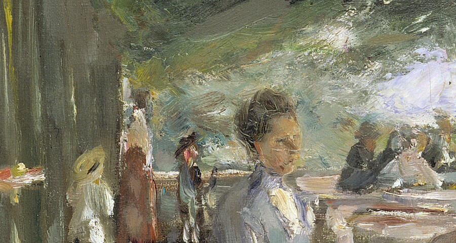 Max Liebermann, Die Terrasse des Hotel Louis C. Jacob in Nienstedten an der Elbe, 1902, Öl auf Leinwand,70 x 100 cm © Hamburger Kunsthalle / bpk Foto: Elke Walford